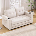 ERYE Foldable Loveseat Sofa Convertible Pull Out Sleeper Sofabed2 Seat Tufted Upholstered Sofa Modern Convertible Sleeper Couch Bed with Cupholders and Side Pockets