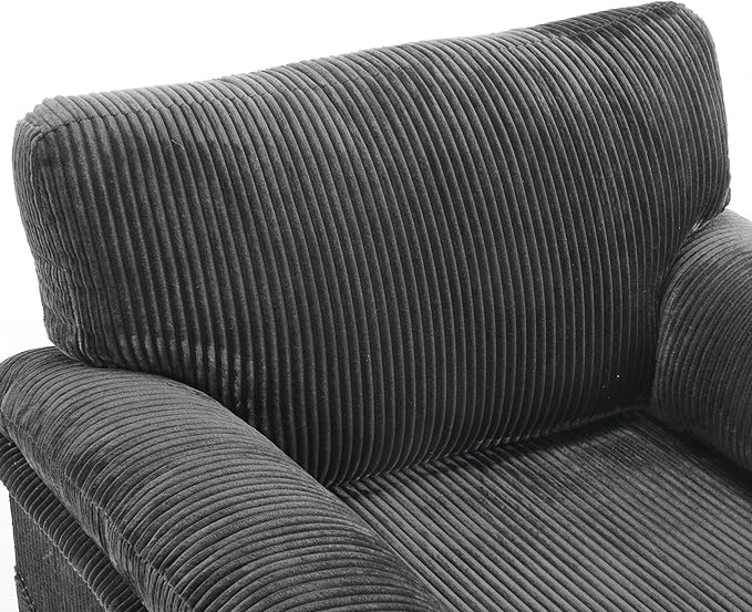 Oversized Swivel Chair 33 Corduroy Swivel Armchair Accent Chair for Living Room Mid Century Modern Comfy Thick Padded Arm Chairs Grey