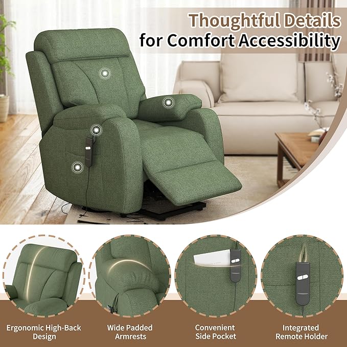 Power Lift Recliner Chair for Elderly with Remote Control - Heavy Duty 330 lbs Snowflake Velvet Fabric Compact Electric Lift Chair for Seniors Small Spaces Living Room Bedroom