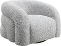 Furniture of America Araina Modern Boucle 37.4-inch Swivel Chair with 360-degree Swivel Base Sculptural Pillow-Like Silhouette for Living Room Office Cloud Gray