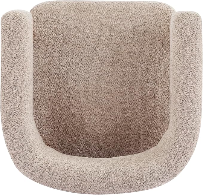 Christopher Knight Home Carly Low Profile Accent Chair Round Backrest Side Chair Living Room Armchair with Boucle Fabric Cushion Comfy Reading Chair for Bedroom Wooden Single Lounge Sofa Wheat