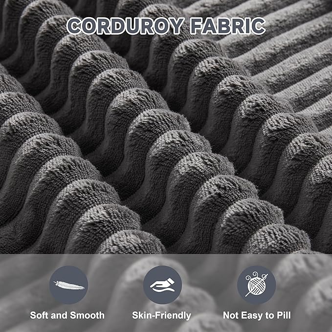 Cloud Couch Sectional Modular Sofa with Deep Seat Plush Corduroy U Shaped Boneless Couch Convertible Sectional Couches for Living Room (Darkgrey 3 Seater &amp 1 Ottoman)