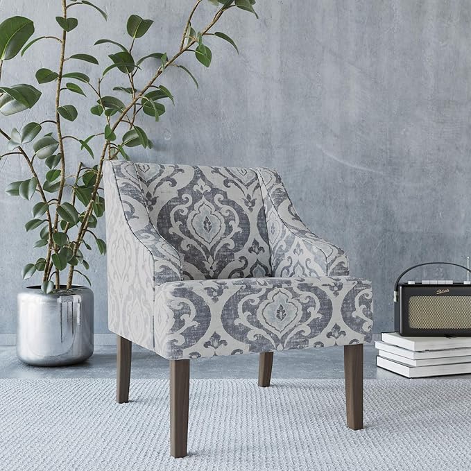 HomePop Velvet Swoop Arm Accent Chair Suri Blue