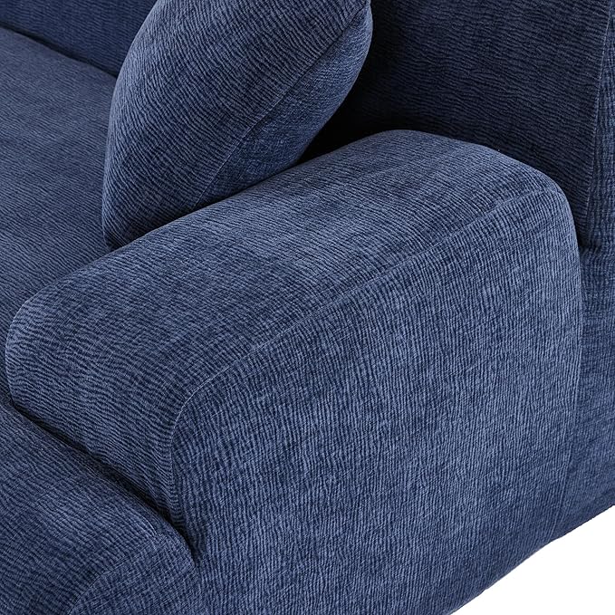 2 Piece Large L-Shape Modular Sectional Sofa with Two Pillowsfor Living Room Office Apartment Bedroom Salon (Blue@Chenille)