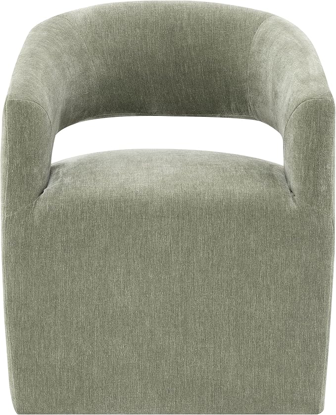 Furniture of America Arina Modern Fabric 25.6-inch Accent Chair with Barrel-Back Design Rounded Seat Pedestal-Style Base and Casters for Living Room Green