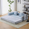 Convertible Sleeper Sofa Bed with Fixed-Shape Frame Floor Sofa Lounge Couch with Cylindrical Pillow Chenille Folding Mattress Couch for Living Room Bedroom-Light Blue