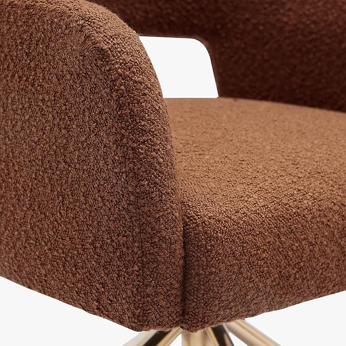 WestinTrends Genevieve Mid-Century Modern Wide Boucle Swivel Accent Arm Chair Rust Orange