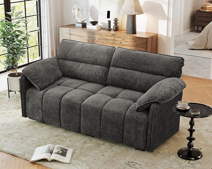 71.6 Loveseat Modular Sectional Couch 2 Seat Chenille Boneless Couch with Removable Armrest for Living RoomBedroom Apartment(Grey)