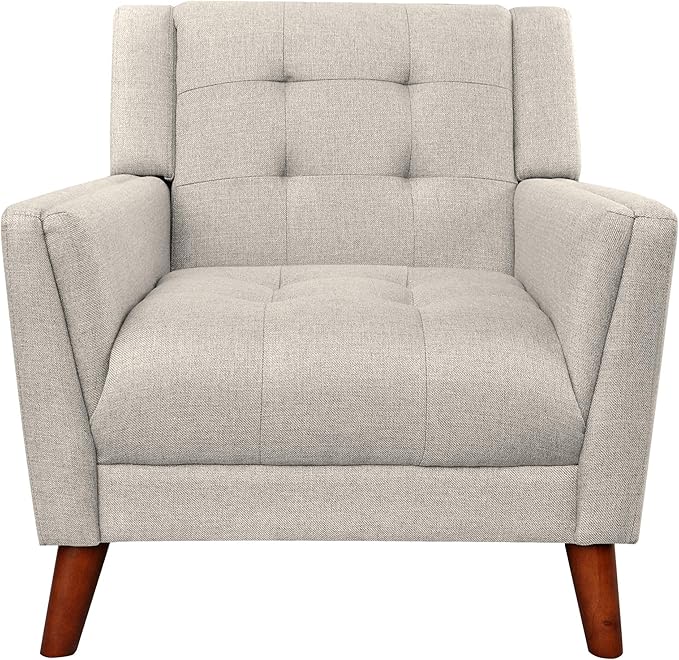 Christopher Knight Home Evelyn Mid Century Modern Fabric Arm Chair Beige &amp Walnut (305538