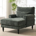 KEIKI Chaise Lounge Chair Indoor Modern Leisure Sleeper Sofa Chair w/Double Deep Cushion Accent Upholstered Reading Side Armchair Recliner Arm Chairs for Living Room &amp Bedroom Easy Assembly G