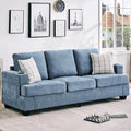 Garvee 89 Modern Sofa for Living Room 3-Seater Comfy Couches with Deep Seat Chenille Couch with Cup Holders and Side Storage Pockets for Apartment Lounge Blue