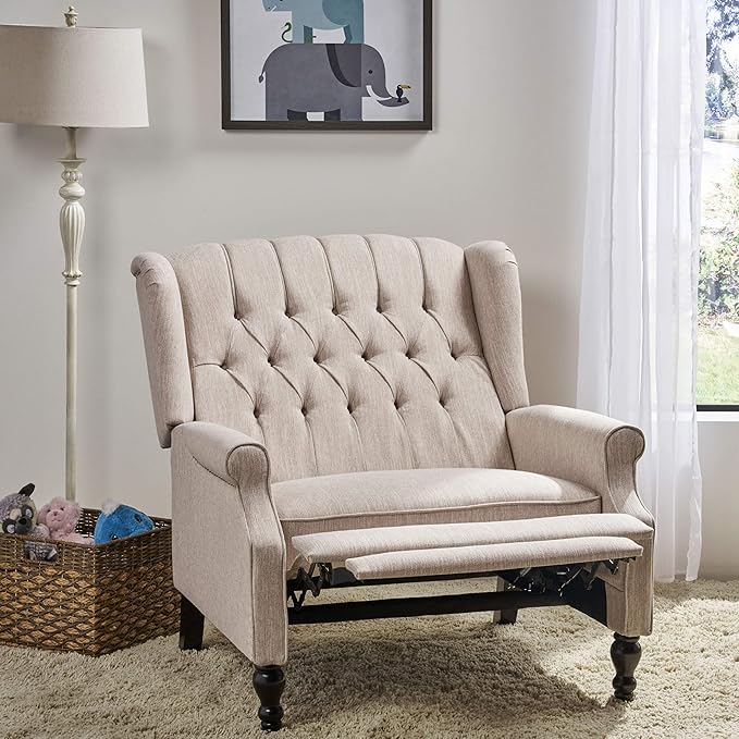 Christopher Knight Home Salome Push Back Recliner Beige Dark Brown