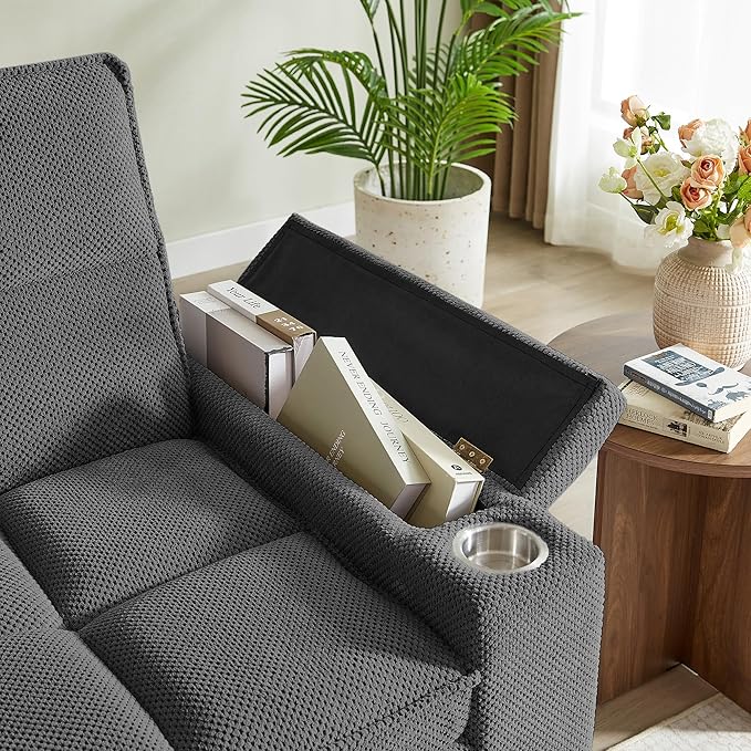 Eafurn Convertible Sleeper Sofa Bed with 360° Swivel Table &amp USB Ports Tufted Chenille Loveseat Pull-Out Couch with Storage Armrest &amp Cup Holders 6-Level Adjustable Backrest