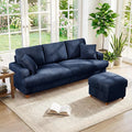 Kidirect 87in L Shaped Couch Modular Sofa No Tool Assembly Comfy Sectional Couches for Living Room 21in Deeper Seats Corduroy Sofas for Living Room with 2 Pillows Loveseat Sofa Set Blue Couch | C