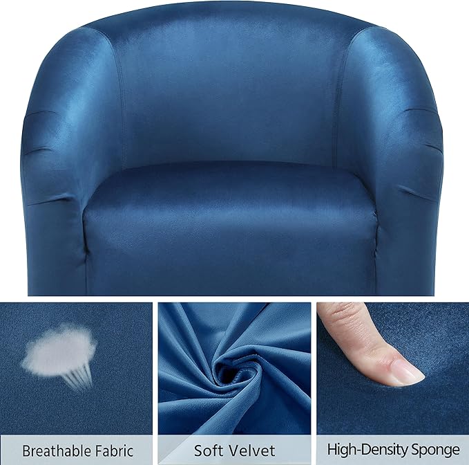 Yaheetech Accent Barrel Chair Velvet Club Chair Furry Sherpa Elegant Armchair with Cozy Soft Padded Suitable for Living Room Bedroom Reception Room Office Pagoda Blue