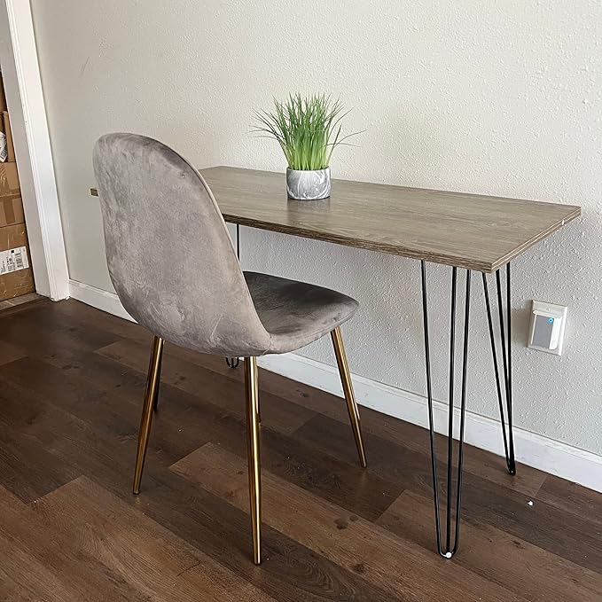 Home Office Desk Retro Black Hairpin Legs 43 Gray Oak Wood Writing Table Wooden Computer Desk Small Student Table Hairpin Grey Study Desk (Gray Wood)