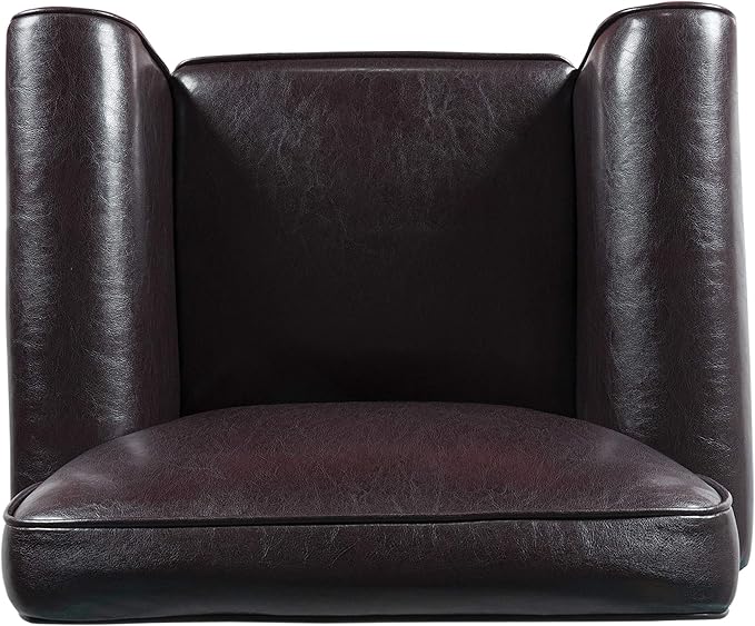 Kids Accent Chair with Rolled Arms - Brown Faux Leather