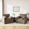 Chenille Oversized Armchair 38.6' Wide Accent Chairs for Living Room &amp Bedroom Modern Lounge Chair Upholstered Mid-Century Reading Chair (Brwon 2 Pack)