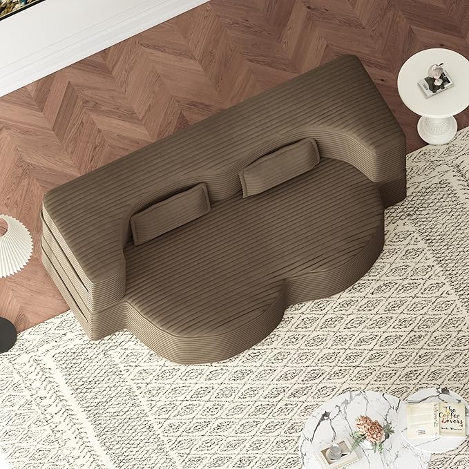 78 Full Size Floor Sofa Folding Queen Sleeper Couch Futon Loveseat Sofa Plush Corduroy Foam-Filled Couch Bed Fold Mattress Bed for Living Room Guest Use Office Apartment Coffee