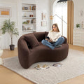 Modern Chenille S-Curved Modular Loveseat Sofa 66.9 Compression Sponge Boneless Couch No Assembly Required Cozy Upholstered Seating for Living Room Apartment Office or Meditation Space (Brown)
