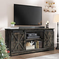 YITAHOME Farmhouse TV Stand for 65 Inch Television Stand Entertainment Center with Storage Cabinets and Sliding Barn Doors Rustic Media TV Console Table for Living Room Dark Rustic Oak