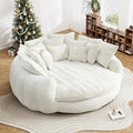 82'' Oversized Upholstered Sofa Bed Round Chaise Lounge Chair Indoor Modern Chenille Boneless Couch No Assembly Required Plush Sleeper Chair with 14 Pillows for Living Room Beige