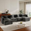 Modular Sectional Sofa 146.5 U Shaped Sectional Couch 5 Seater Comfy Cloud with Movable Ottoman for Living Room(Grey 146.5 inch U-Shaped)