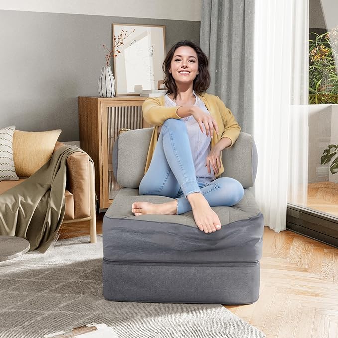 Daneey Convertible Folding Sofa Bed Folding Chair Bed Convertible Chair Bed Sleeper and Fold Out Couch Foam Floor Sofa Couch Bed Futon Sofa Bed for Bedroom/Living Room/Dorm Gray