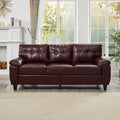 79 Burgundy Faux Leather Couch with Storage Mid Century Modern Tufted Sofa Chesterfield with Wide Arm Comfy Leather Love Seat for Living Room Bedroom Office Small Spaces (Burgundy 3 Seater Couch)