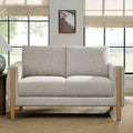 Modway Hawken 54 Inch Boucle Loveseat in Parchment Beech with Wood Legs – Mid-Century Modern Small Space 2-Seater Sofa for Living Room Bedroom or Office Lounge