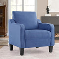 Mid-Century Modern Accent Chair Linen Upholstered Living Room Chair Comfy Reading Armchair Small Single Sofa Chair for Bedroom Office Blue 1PC