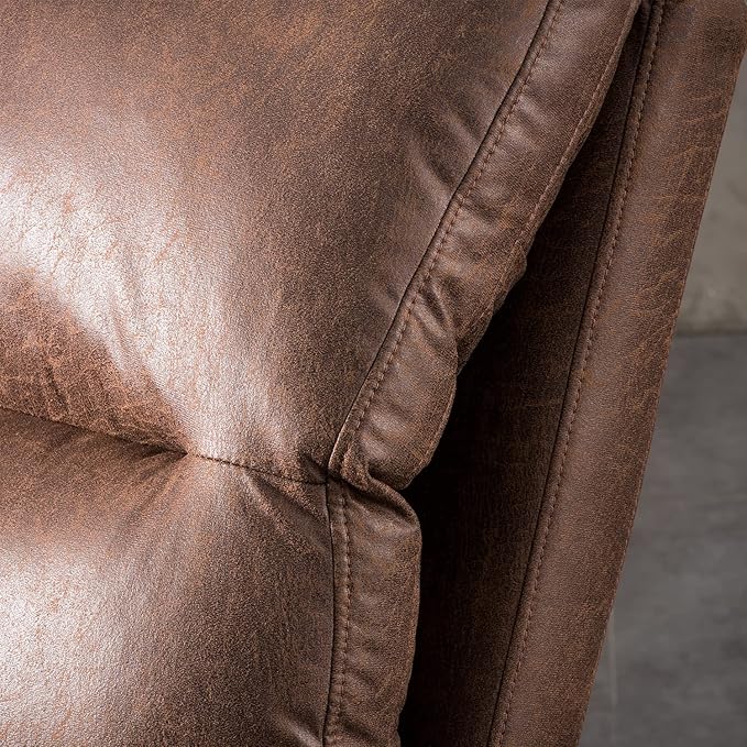 HOOOWOOO Living Room Chair Ottoman Set with Recliner Accent Chair and Ottoman with Side Bags Comfy Mid Century Modern Chair for Reading Watching NappingDark Brown Faux Suede Chair