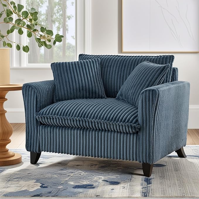 ERYE Living Room Accent Chair Modern Corduroy Upholstered Chair Wider Seat Cushion Leisure Armchair W/2 Pillows and Removable Cover for Home ApartmentBedroomOffice