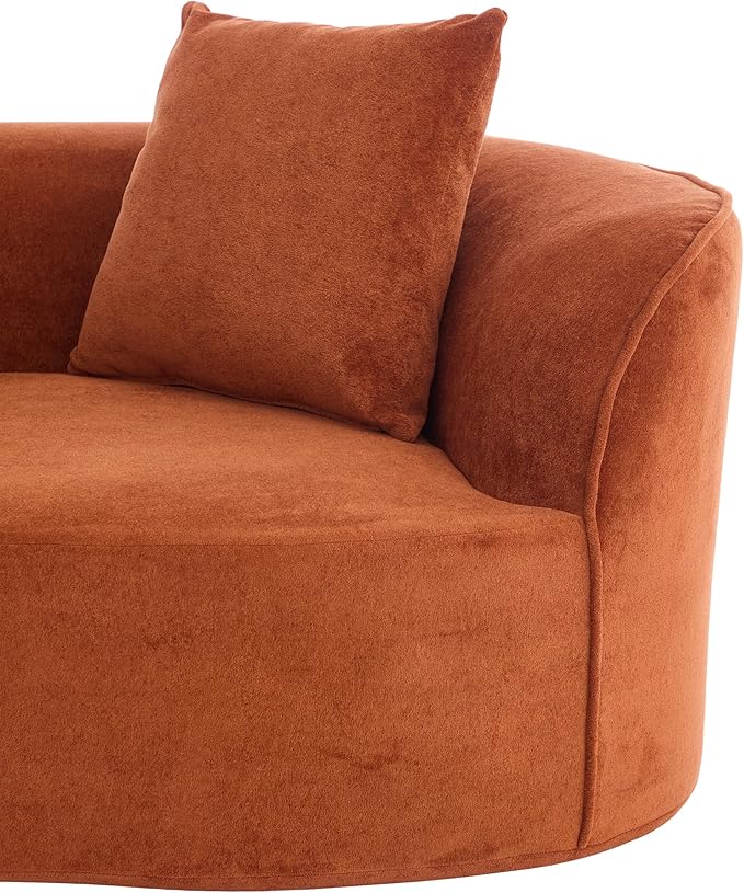 Christopher Knight Home Braebt 126 Modular Sofa with 4 Throw Pillows Curved 5-Seater Large Sofa Couches Comfy Upholstered Sectional Cloud Couch for Living Room No Assembly Required Dark Orange