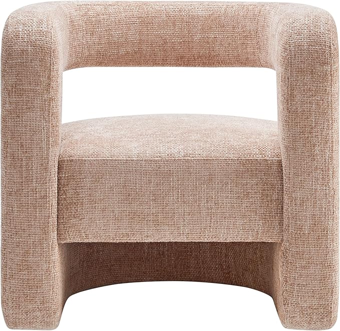 Modway Jaylin Chenille Accent Chair in Blush - Upholstered Comfy Club Chair - Modern Soft Barrel Chair - Round Leisure Accent Chair with Curved Back for Living Room Bedroom Home Office