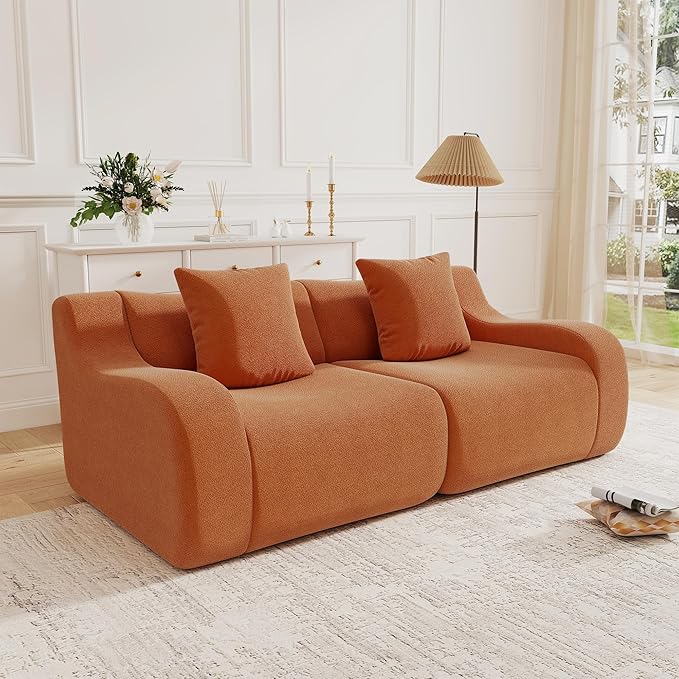 Oversized Modular Couches 82.7 Inch Sectional Boneless Sofa with Deep Seat Love Seat Couches for Living Room Apartment No Assembly Required (Burnt Orange)