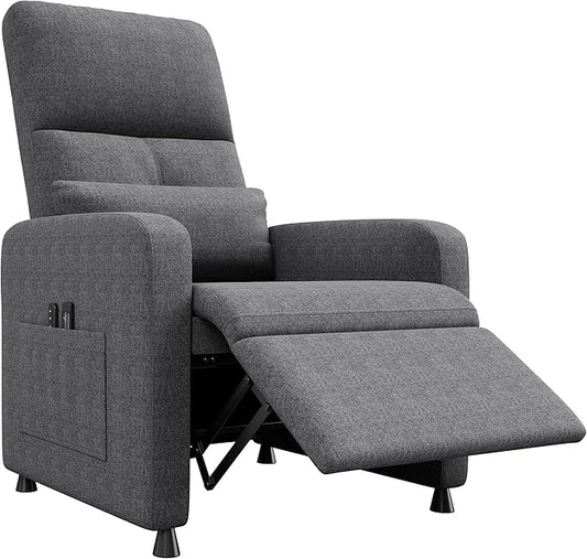 GarveeHome Power Recliner Chair Adjustable Electric Recliner Ergonomic Overstuffed Single Sofa Tall Back Padded Seat 2 Side Pockets and USB Port Home Theater Seating for Living Room
