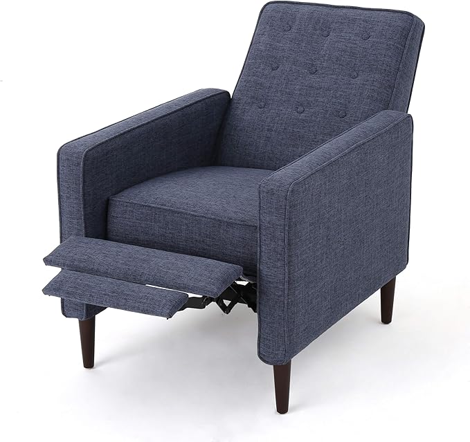 Christopher Knight Home Mervynn Mid-Century Modern Fabric Recliner Dark Blue