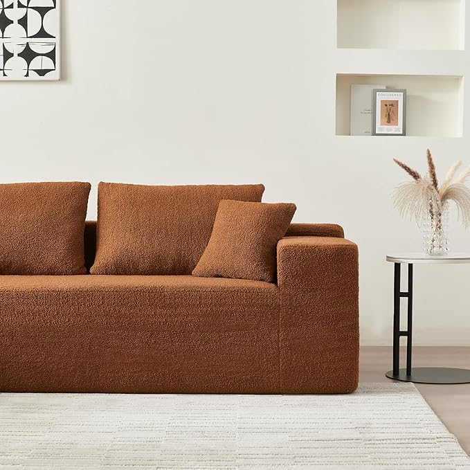 104.3'' L Shaped Sofa Sherpa Fabric Sectional Sofa 3 Seat Modern Upholstered Corner Couch with 2 Pillows Left Hand Lounge for Living Room Office