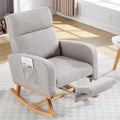 Rocking Chair Nursery with Foot Rest Teddy Nursing Rocking Chairs for Mom Nursery Rocker Glider Chair with Footrest for Living Room Bedroom Light Gray
