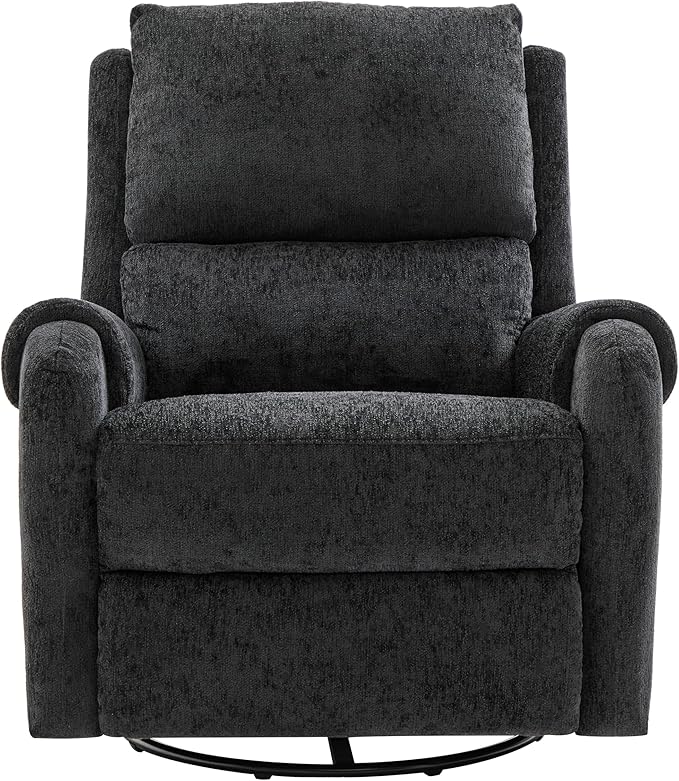 Christopher Knight Home Harper Massage Recliner Chair with 8 Modes Chenille Upholstered Recliner Sofa Swivel Massage Chair with a Side Storage Pocket for Living Room/Bedroom Head Support Black