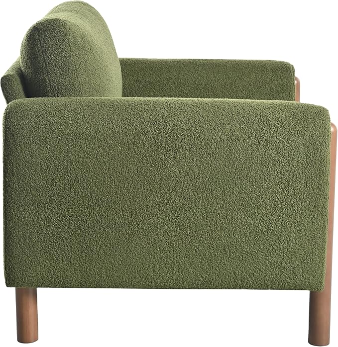 Oversized Accent Chair Upholstered Living Room Chairs Single Sofa Chair with Walnut Legs Curved handrail Green
