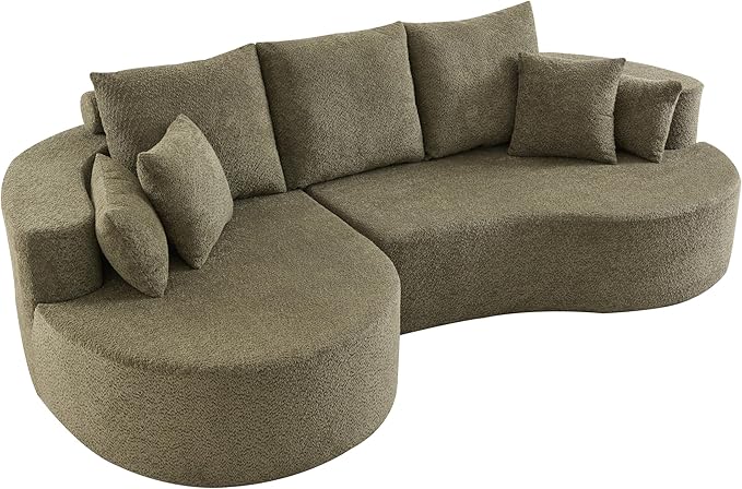kevinplus 106'' Sectional Curved Sofa Sponge Couch with Chaise Lounge for Living Room L-Shape Modern Sectional Sofa Couch No Wood Structure &amp No Assembly 72 Hour Rebound Green