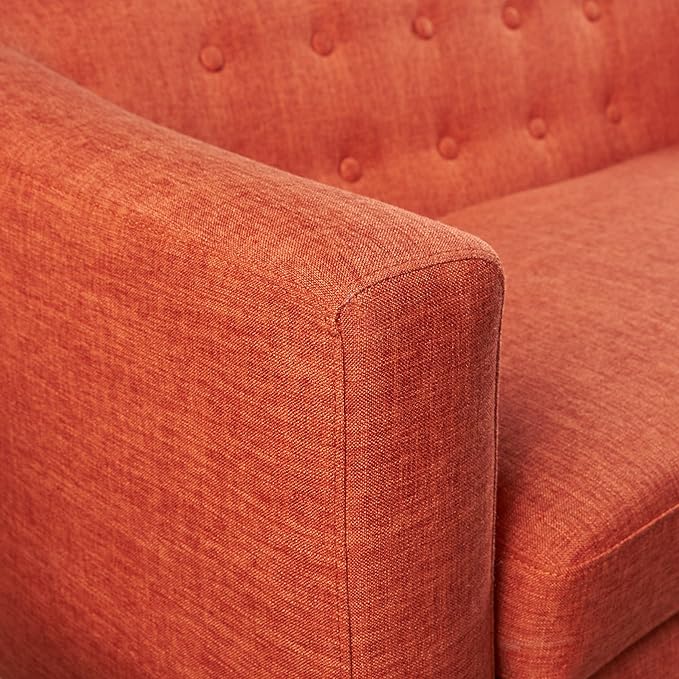 GDFStudio Button Back Mid Century Fabric Modern Loveseat (Muted Orange)