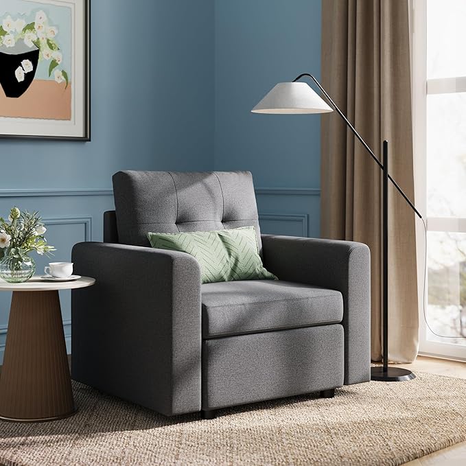 LINSY HOME Rubik III Couch - Modular Sectional Sofa Deep Seat Couches with Storage Seats &amp Removable Cover Modern Comfy Sofa for Living Room Bedroom Apartment Office Dark Grey