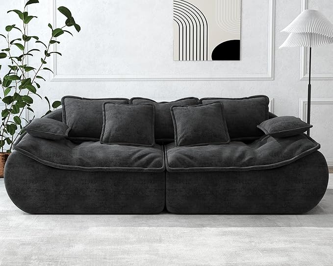 Hobestluk Sofa Couches 3-Seater Modular Sectional Sofa 89''Comfy Loveseat with Throw Deep Seat Small Sofa for Small Space Memory Foam Sectional Couches for Living Room Office Apartment