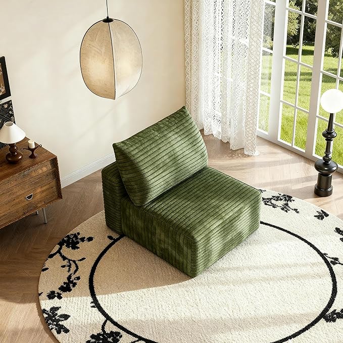 37 Plush Corduroy Ottoman Upholstered Cloud Ottoman for Modular Sectional Couch No Assembly Required Compressed Memory Foam Ideal for Living Room Bedroom and More