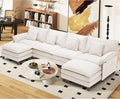 Comfy Cloud Couch with Movable Ottoman Modular Sectional Sofa 140 U Shaped Modern Sofa with Pillows Deep Seat Couches for Living Room Bedroom and Apartment Beige