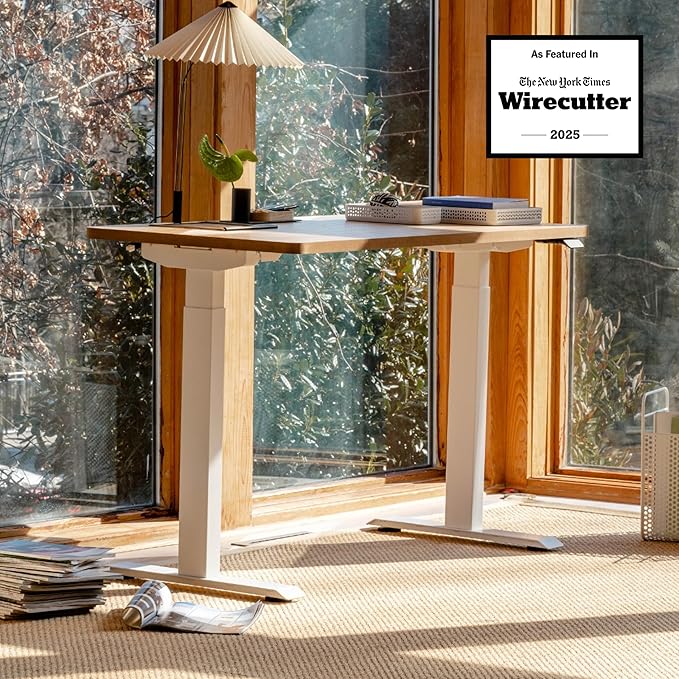 Branch Duo Standing Desk 36 Inches - Adjustable Standing Desk with 20” Range - OLED Control Panel - Frameless Design &amp Compact Size Suitable for Many Spaces - Charcoal Base - Woodgrain Top