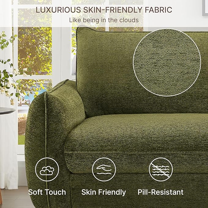 90'' Cloud Loveseat SofaChenille Fabric Couch with 3 Deep Seater Modern Love SeatComfy Thick CushionUpholstered Sofa Couch for Living Room Bedroom Apartment